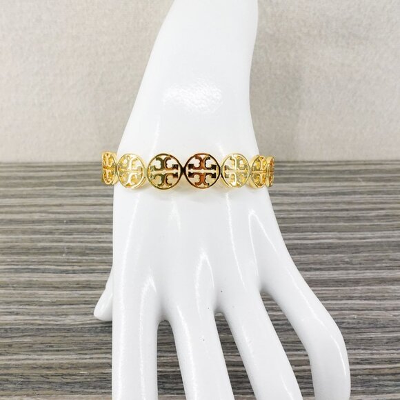 Tory Burch Miller Logo Cuff Bracelet Gold OS - Picture 8 of 10